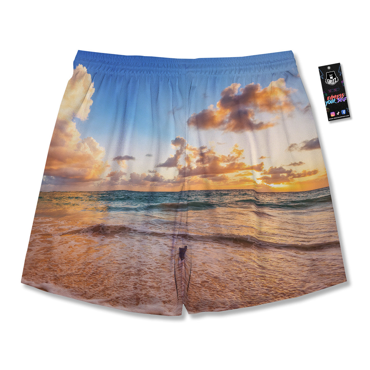 Caribbean Ocean Print Men's Running Shorts-grizzshop