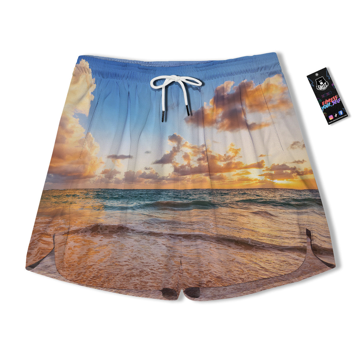 Caribbean Ocean Print Men's Running Shorts-grizzshop