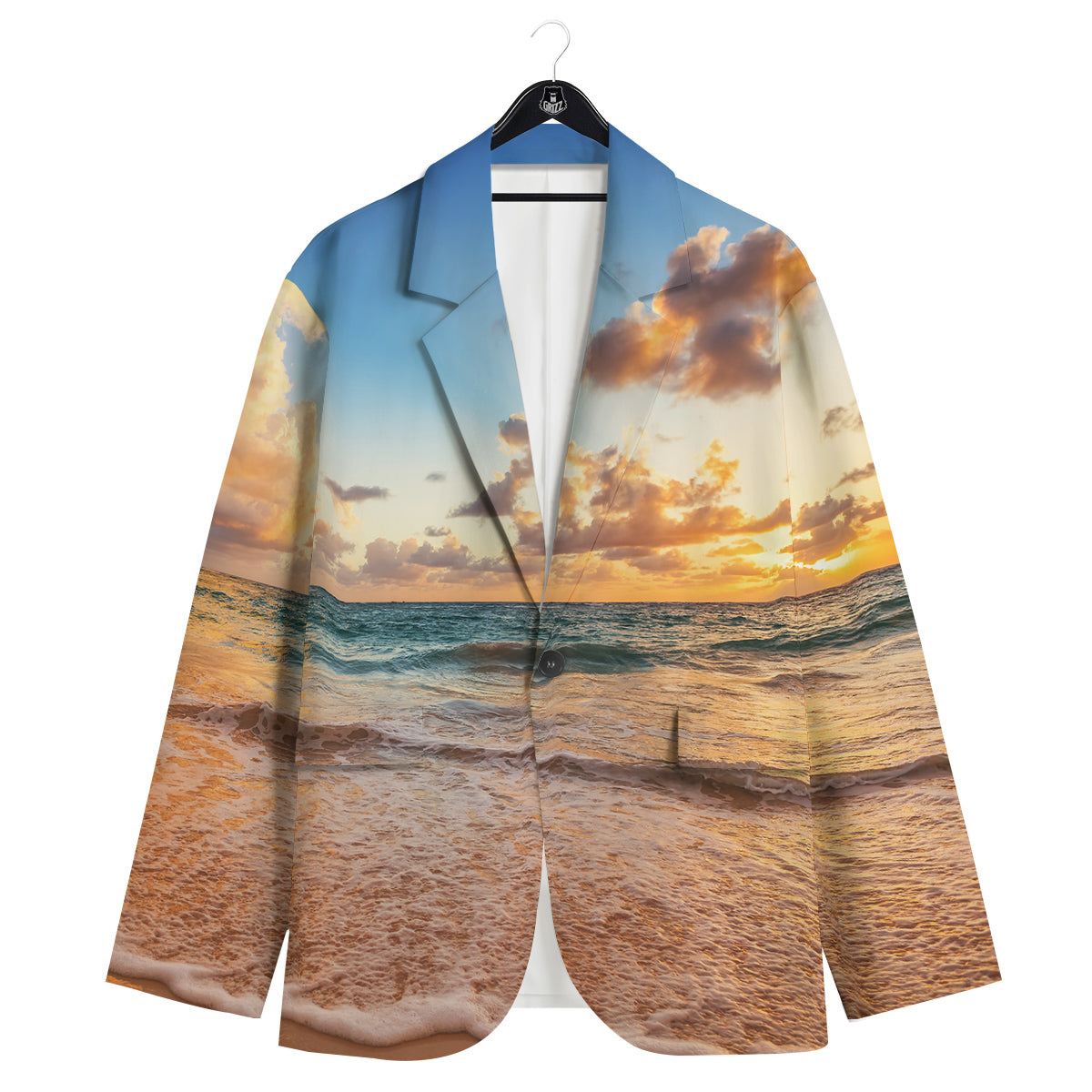 Caribbean Ocean Print Men's Sport Coat-grizzshop