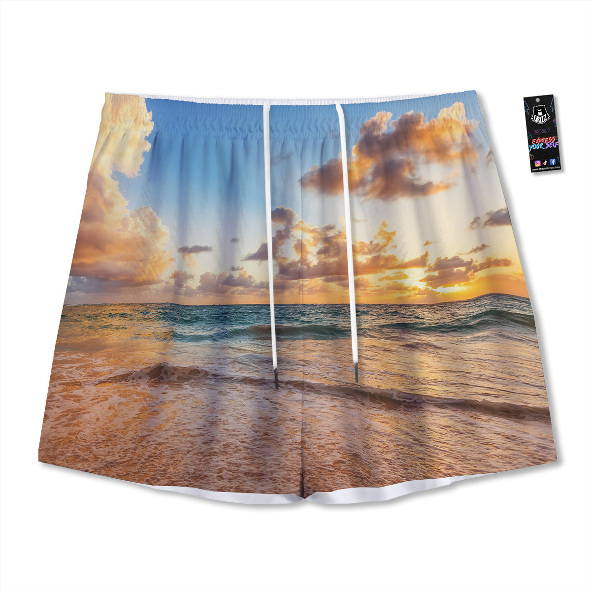 Cola And French Fries Print Pattern Mesh Shorts