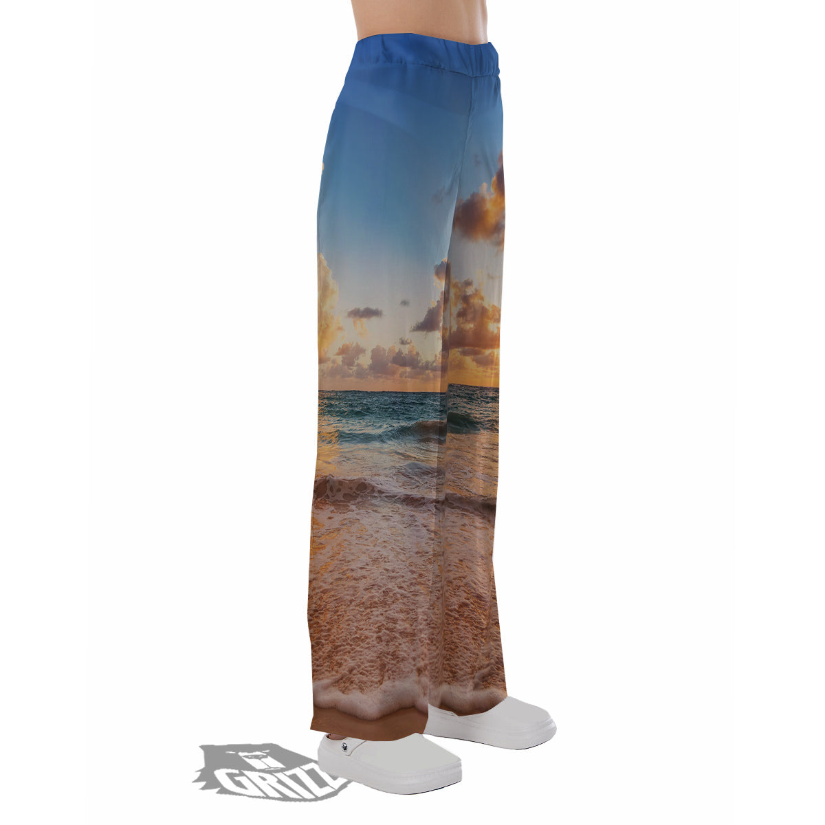Caribbean Ocean Print Pajama Pants-grizzshop