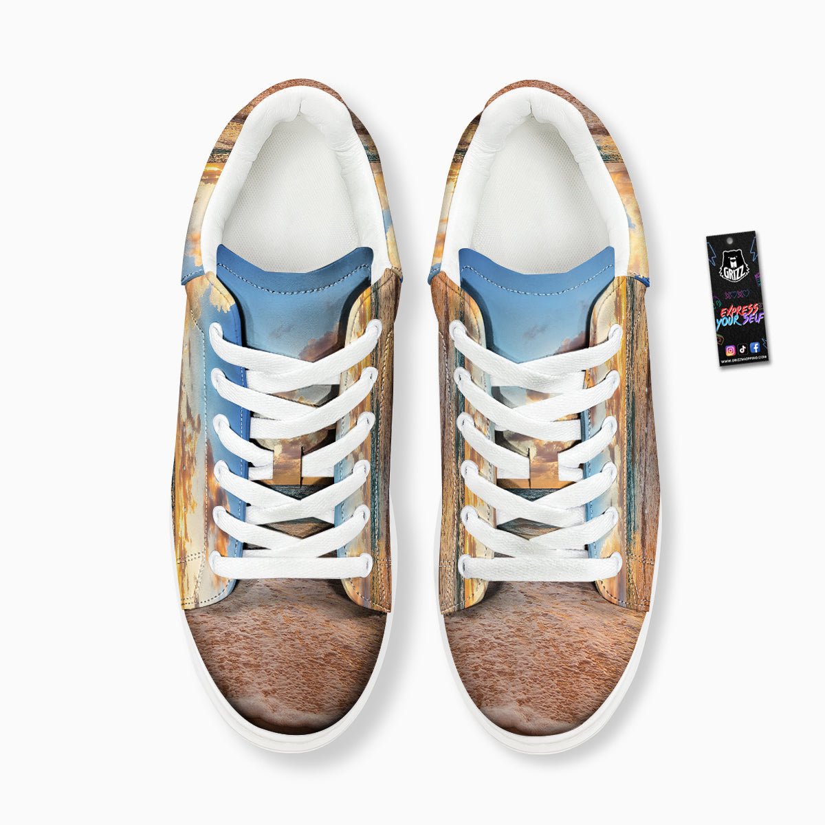 Caribbean Ocean Print Platform Shoes-grizzshop