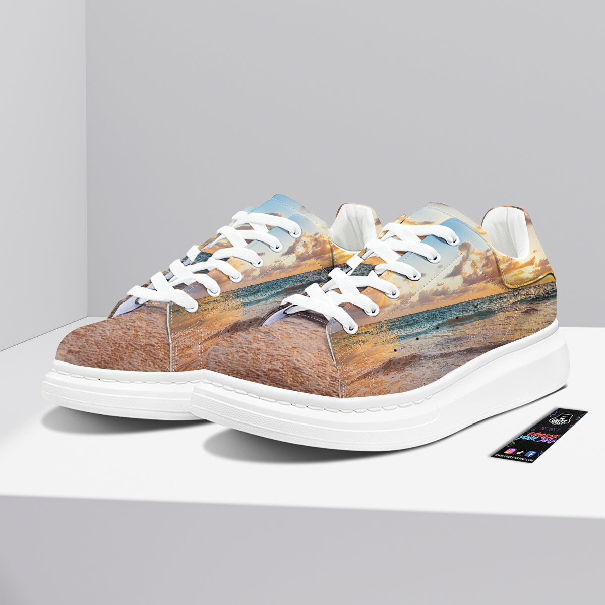 Caribbean Ocean Print Platform Shoes-grizzshop