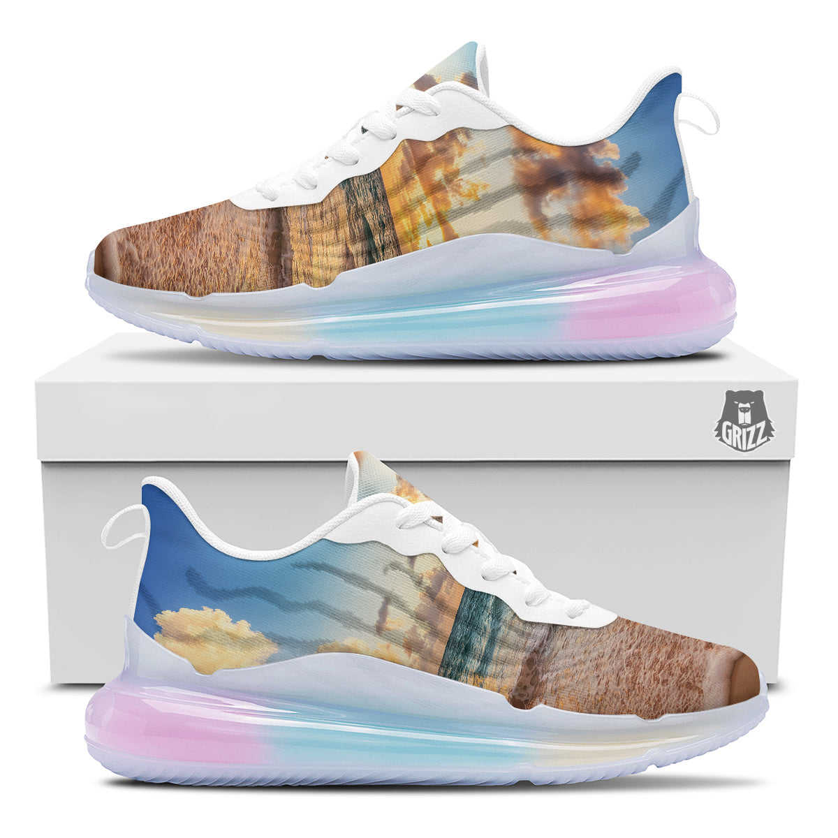 Caribbean Ocean Print Running Sneakers-grizzshop