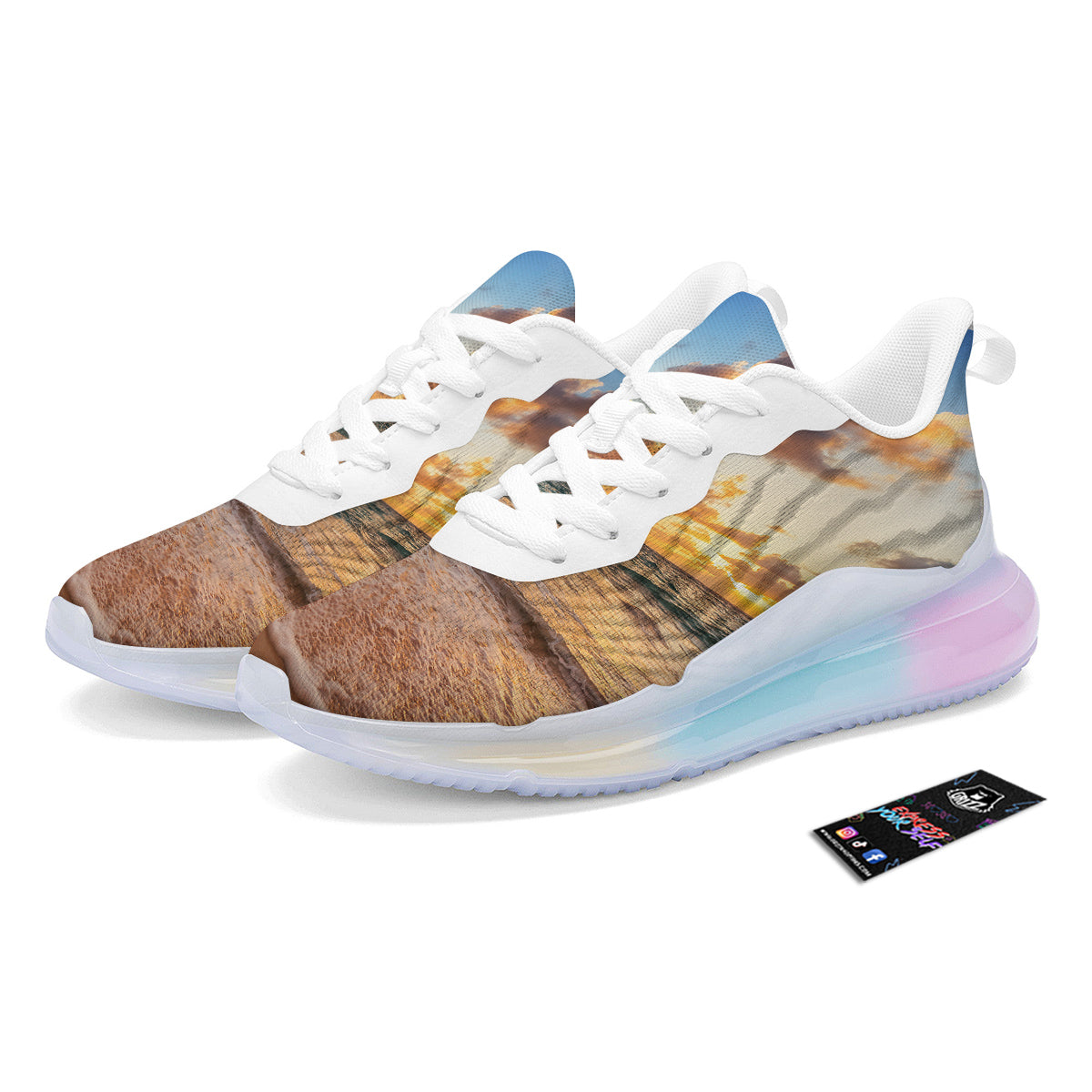 Caribbean Ocean Print Running Sneakers-grizzshop