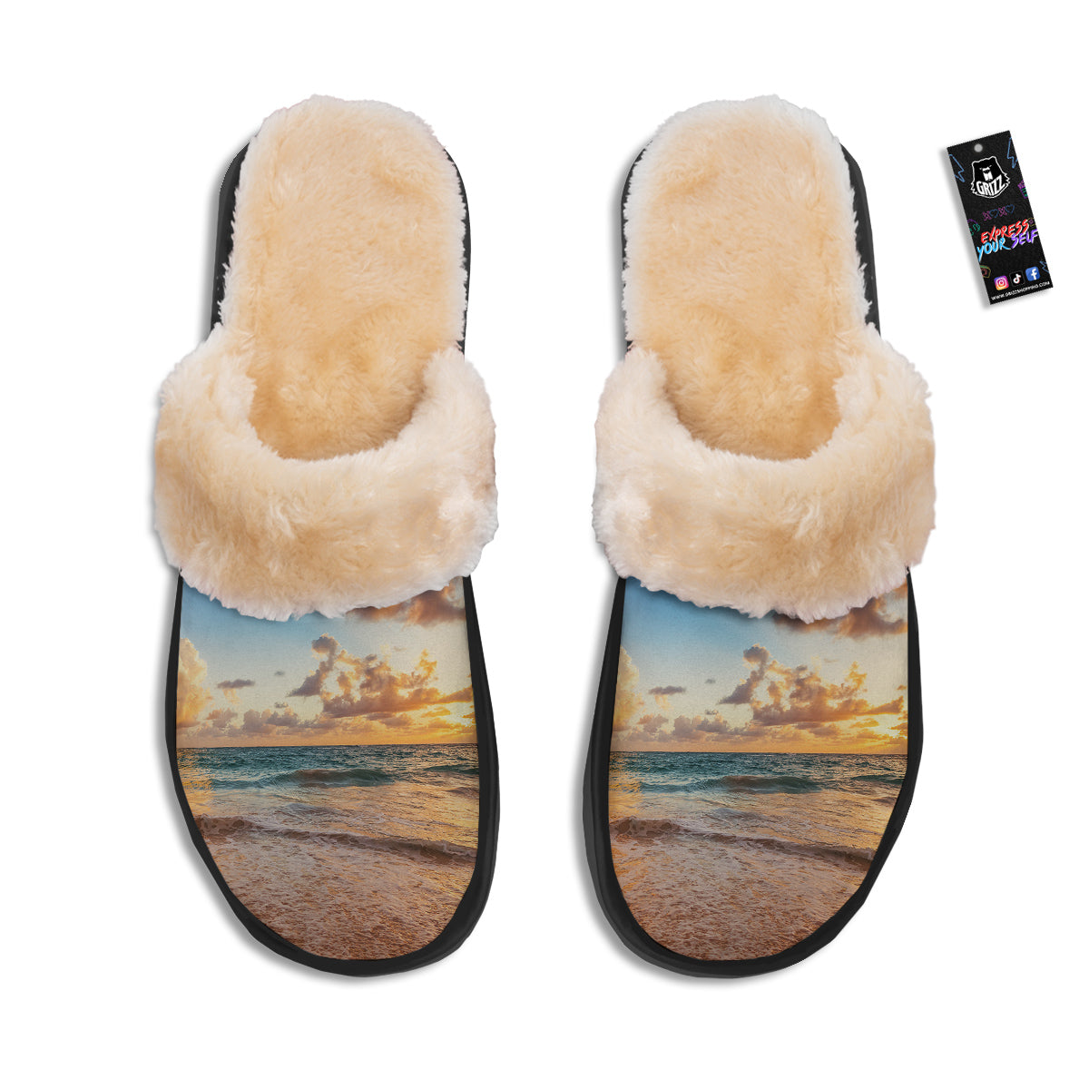 Caribbean Ocean Print Slippers-grizzshop