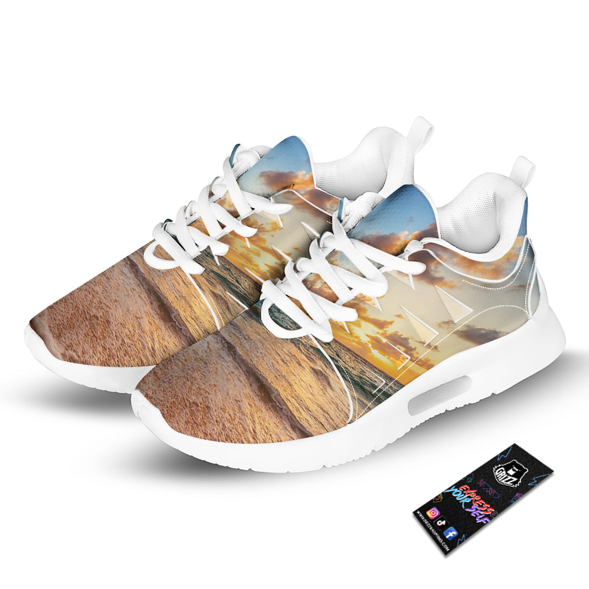 Caribbean Ocean Print Tennis Shoes-grizzshop