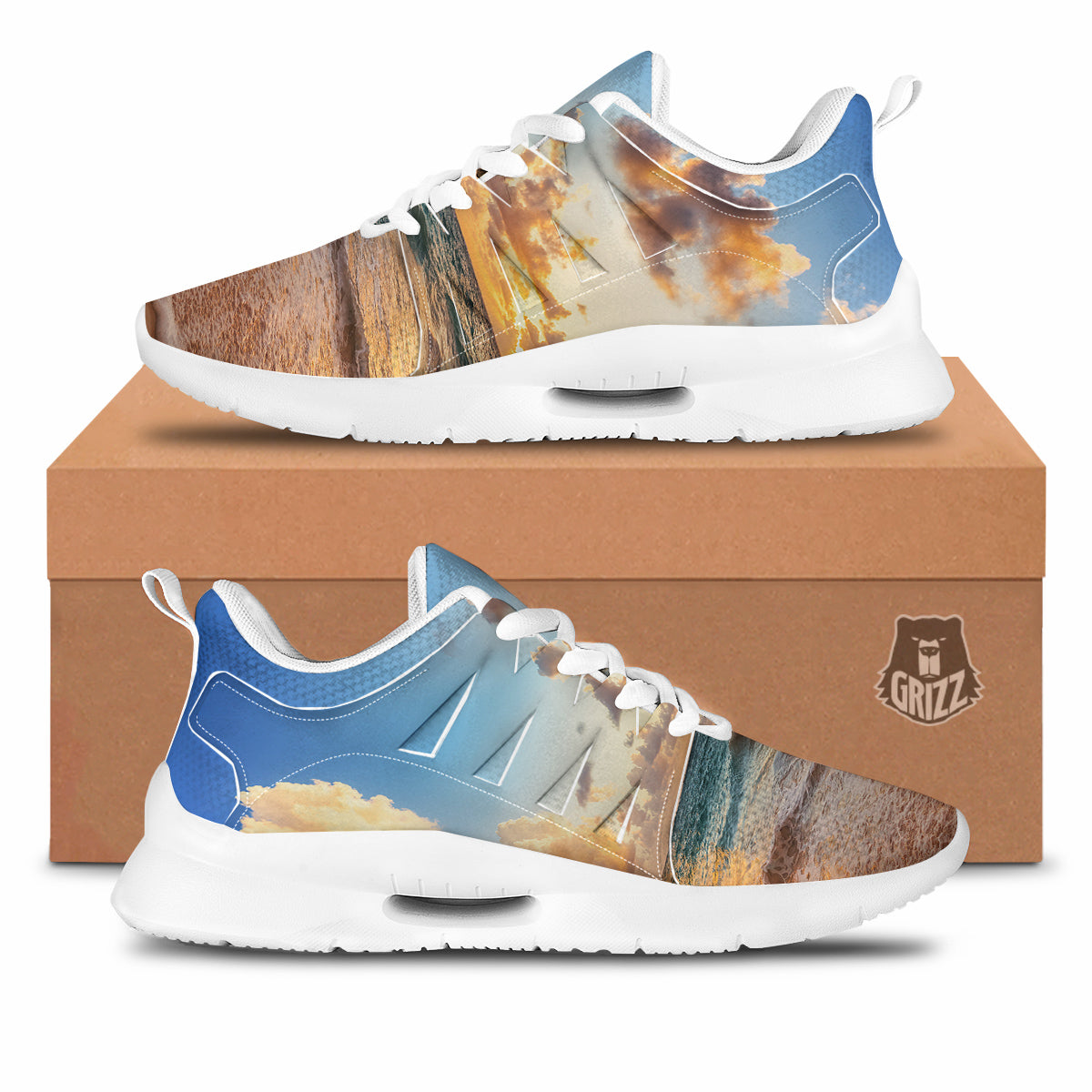 Caribbean Ocean Print Tennis Shoes-grizzshop
