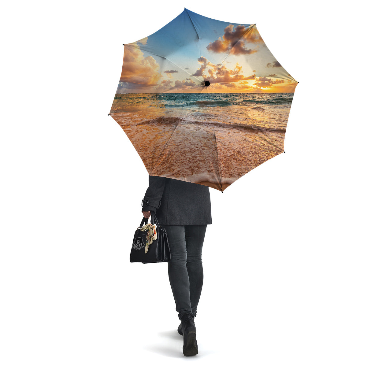 Caribbean Ocean Print Umbrella-grizzshop