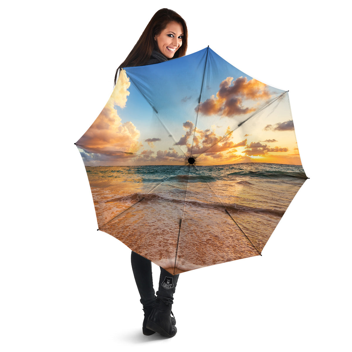 Caribbean Ocean Print Umbrella-grizzshop