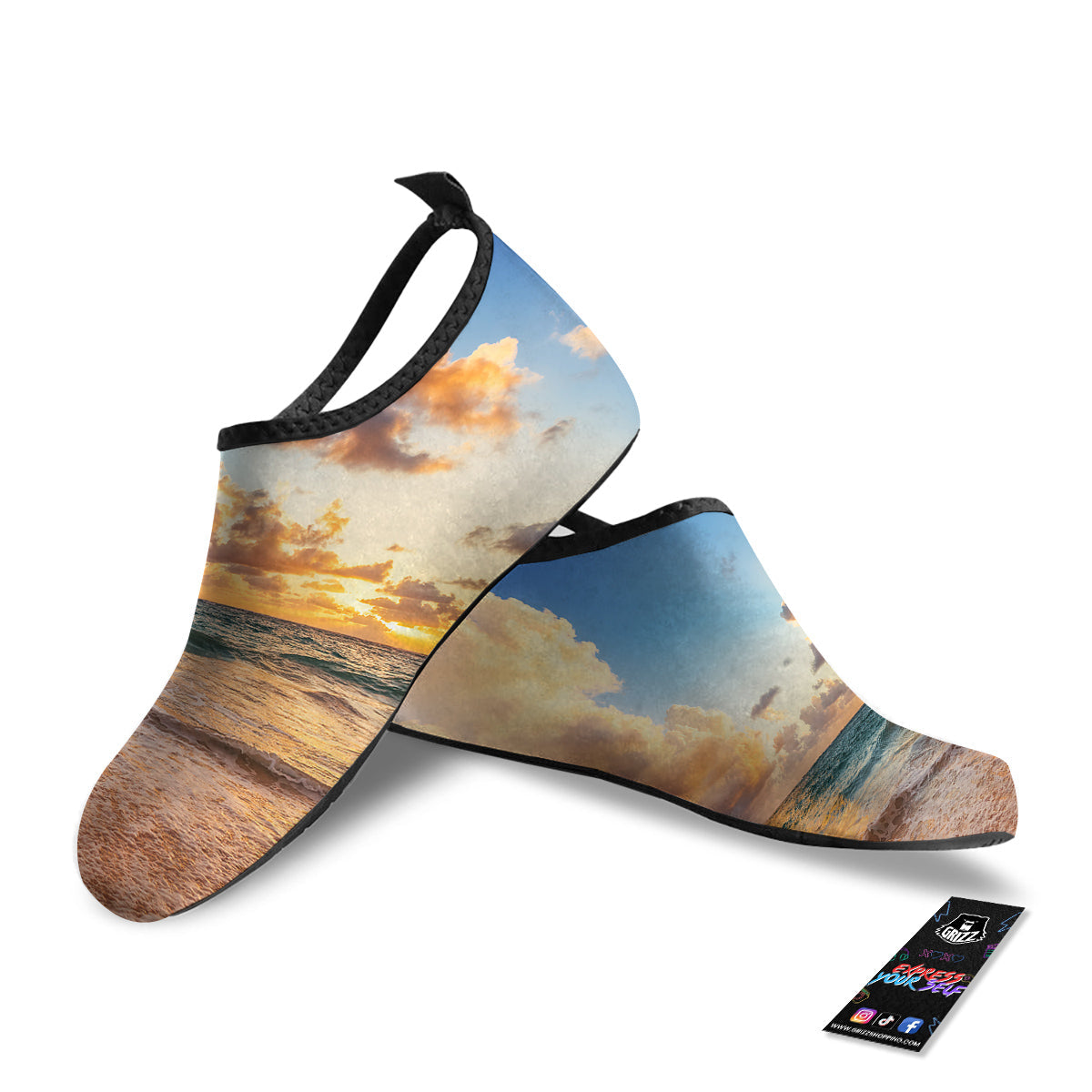 Caribbean Ocean Print Water Shoes-grizzshop