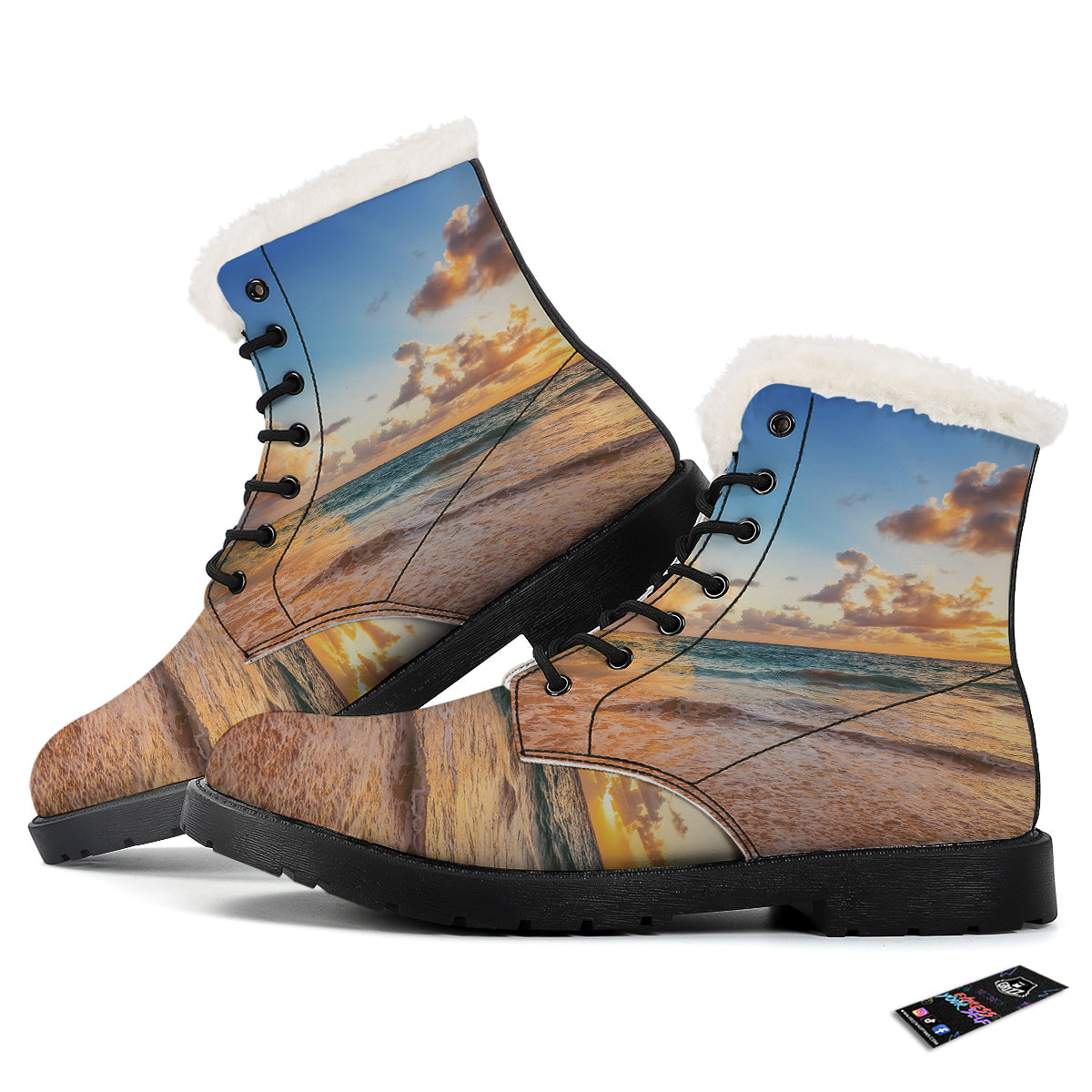 Caribbean Ocean Print Winter Boots-grizzshop