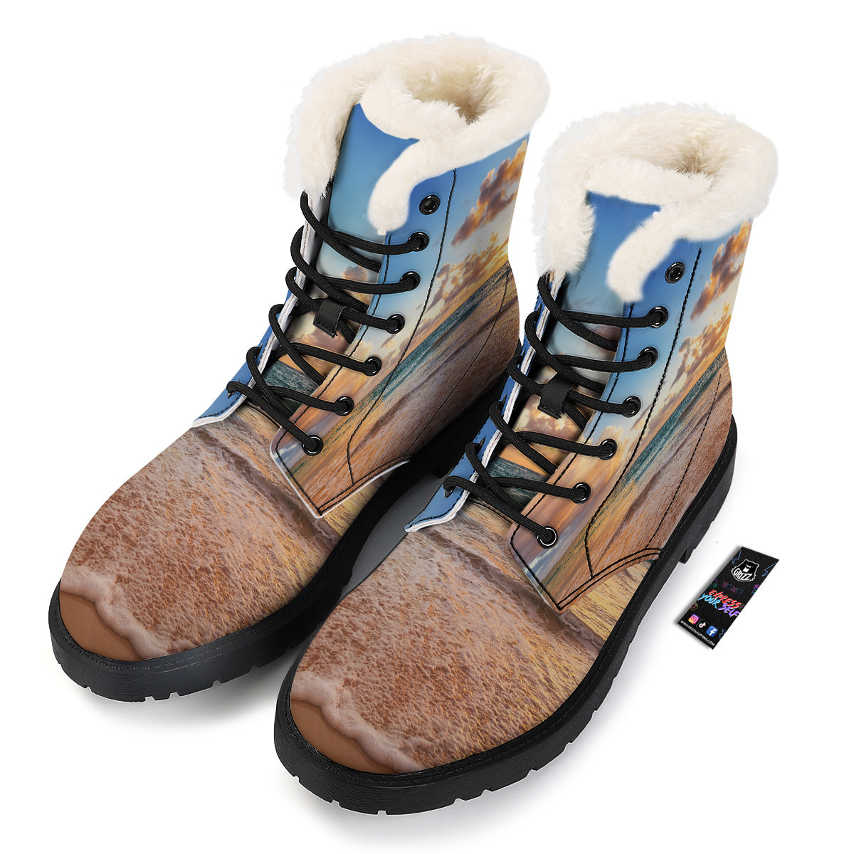 Caribbean Ocean Print Winter Boots-grizzshop