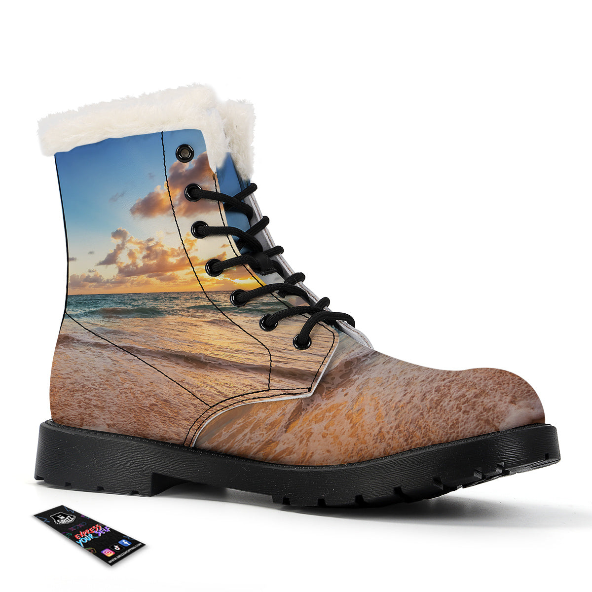 Caribbean Ocean Print Winter Boots-grizzshop