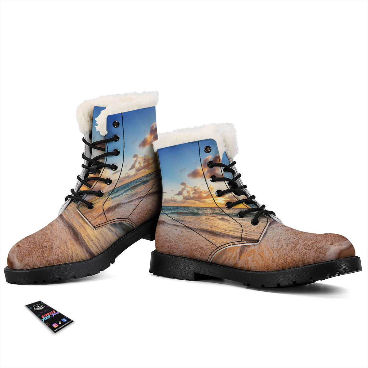 Caribbean Ocean Print Winter Boots-grizzshop