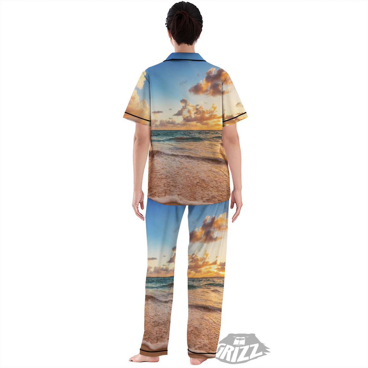 Caribbean Ocean Print Women's Pajamas Set-grizzshop