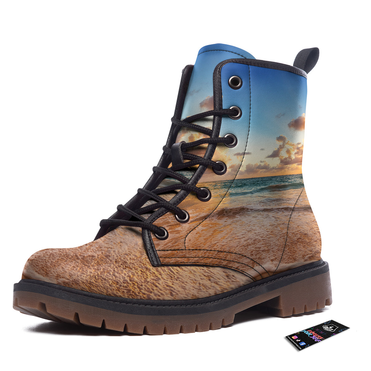 Caribbean Ocean Print Work Boots-grizzshop