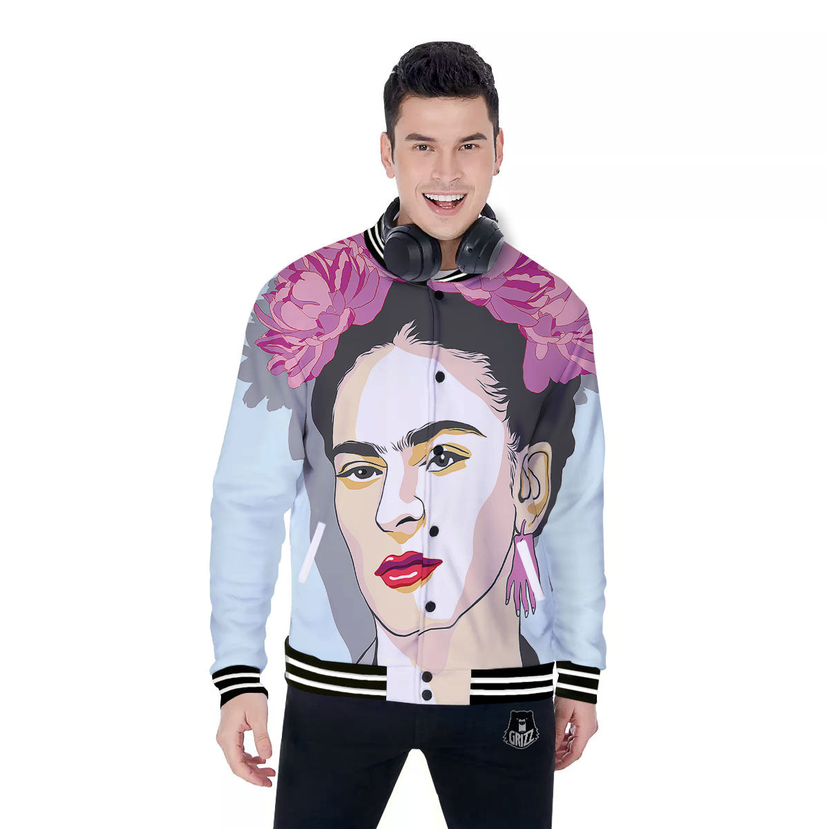 Carmen Frida Kahlo Magdalena Print Baseball Jacket-grizzshop