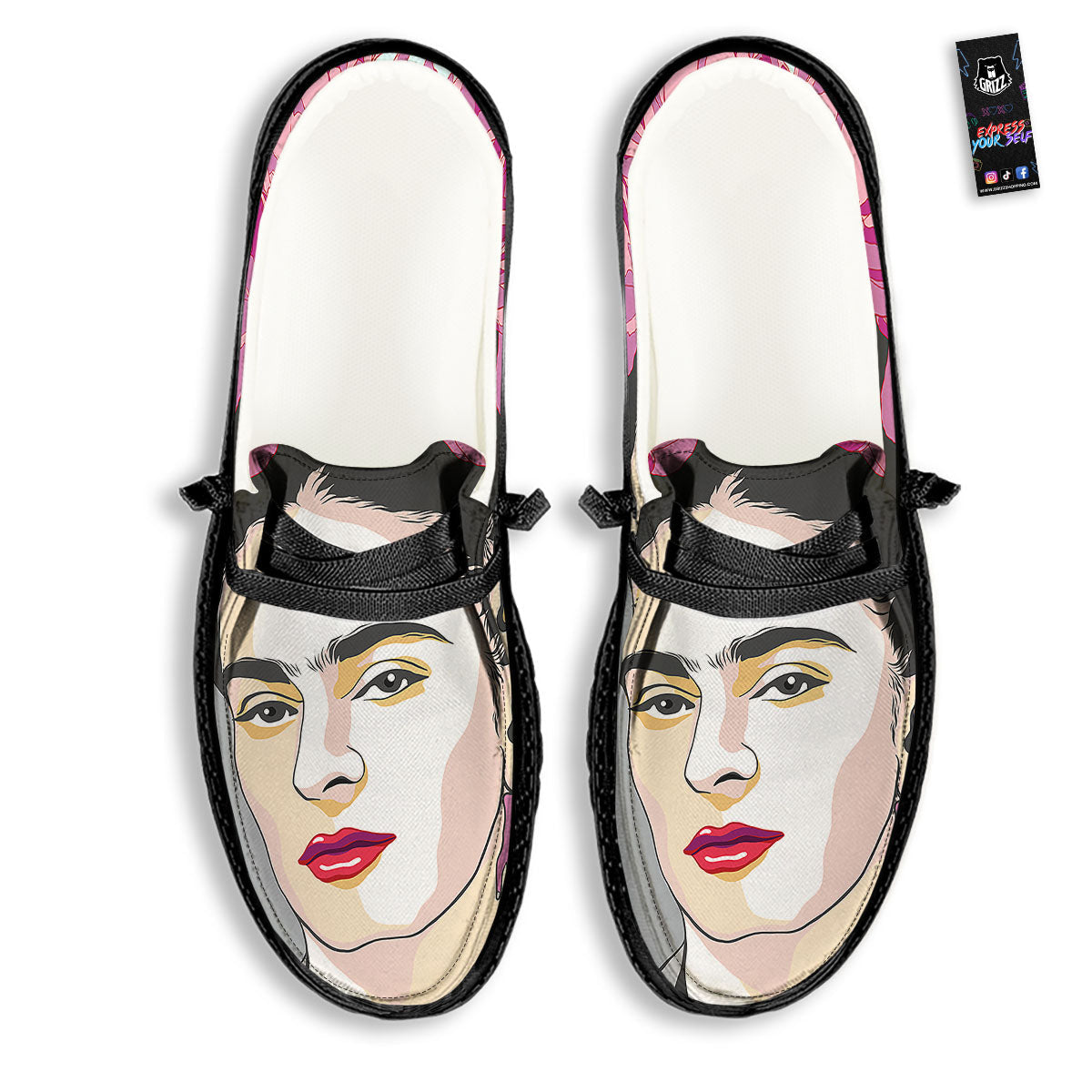 Carmen Frida Kahlo Magdalena Print Black Loafers-grizzshop