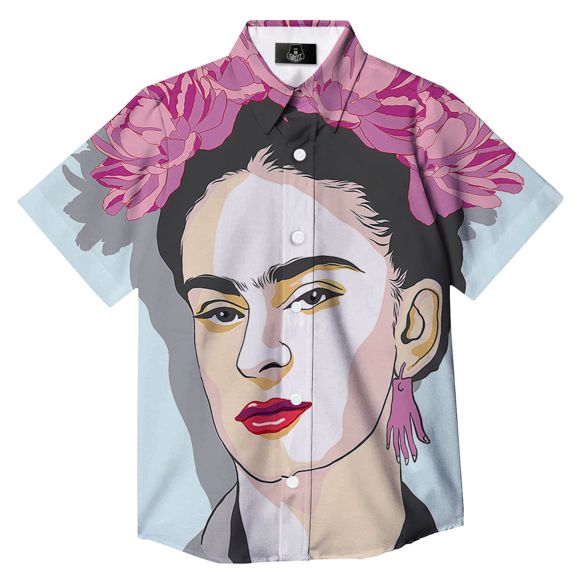 Carmen Frida Kahlo Magdalena Print Button Up Shirt-grizzshop