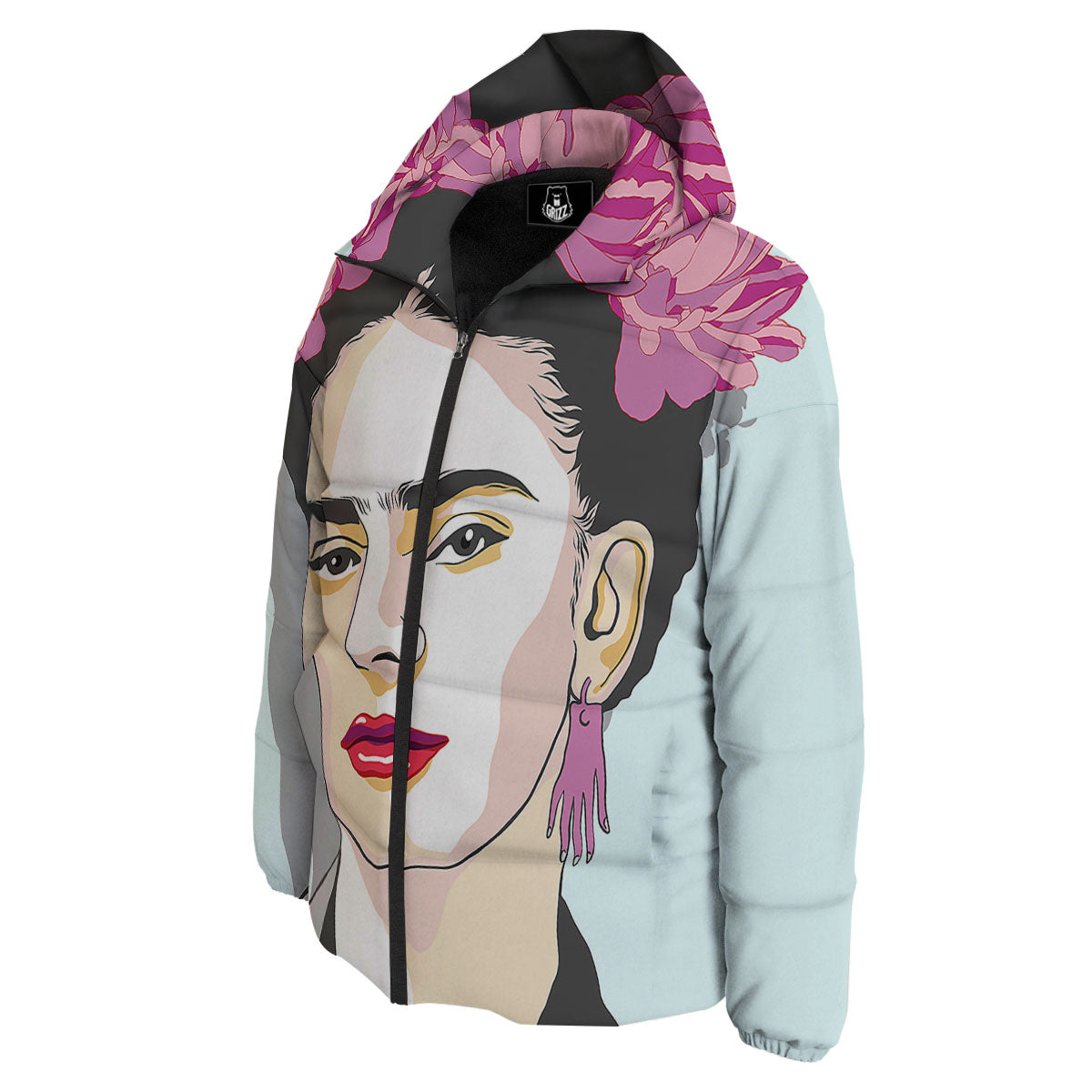 Carmen Frida Kahlo Magdalena Print Down Jacket-grizzshop