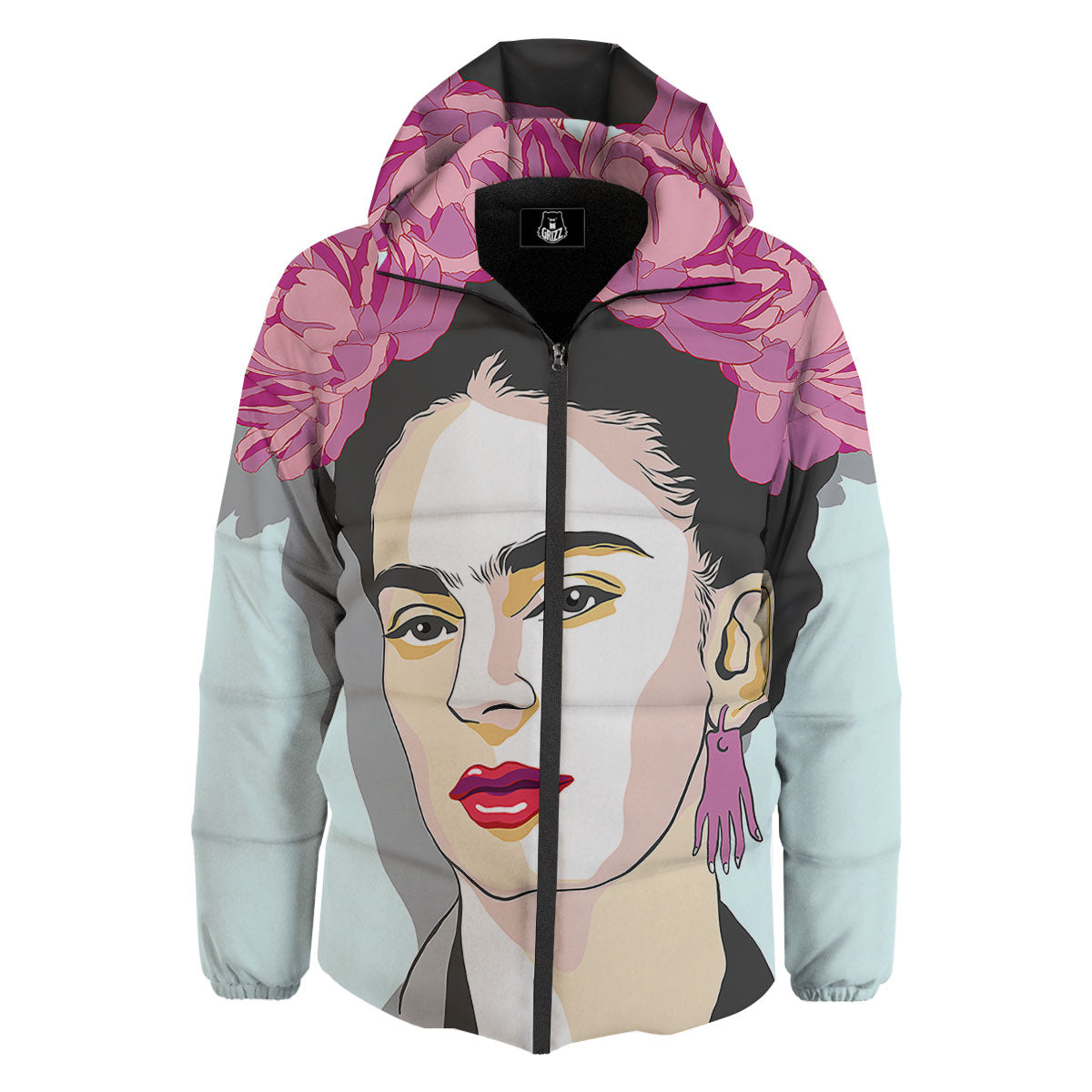 Carmen Frida Kahlo Magdalena Print Down Jacket-grizzshop