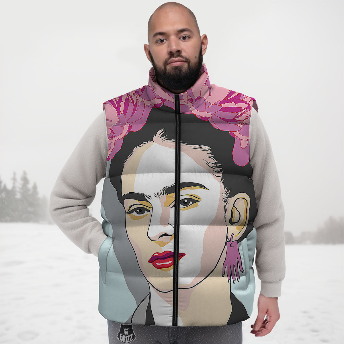 Carmen Frida Kahlo Magdalena Print Down Vest