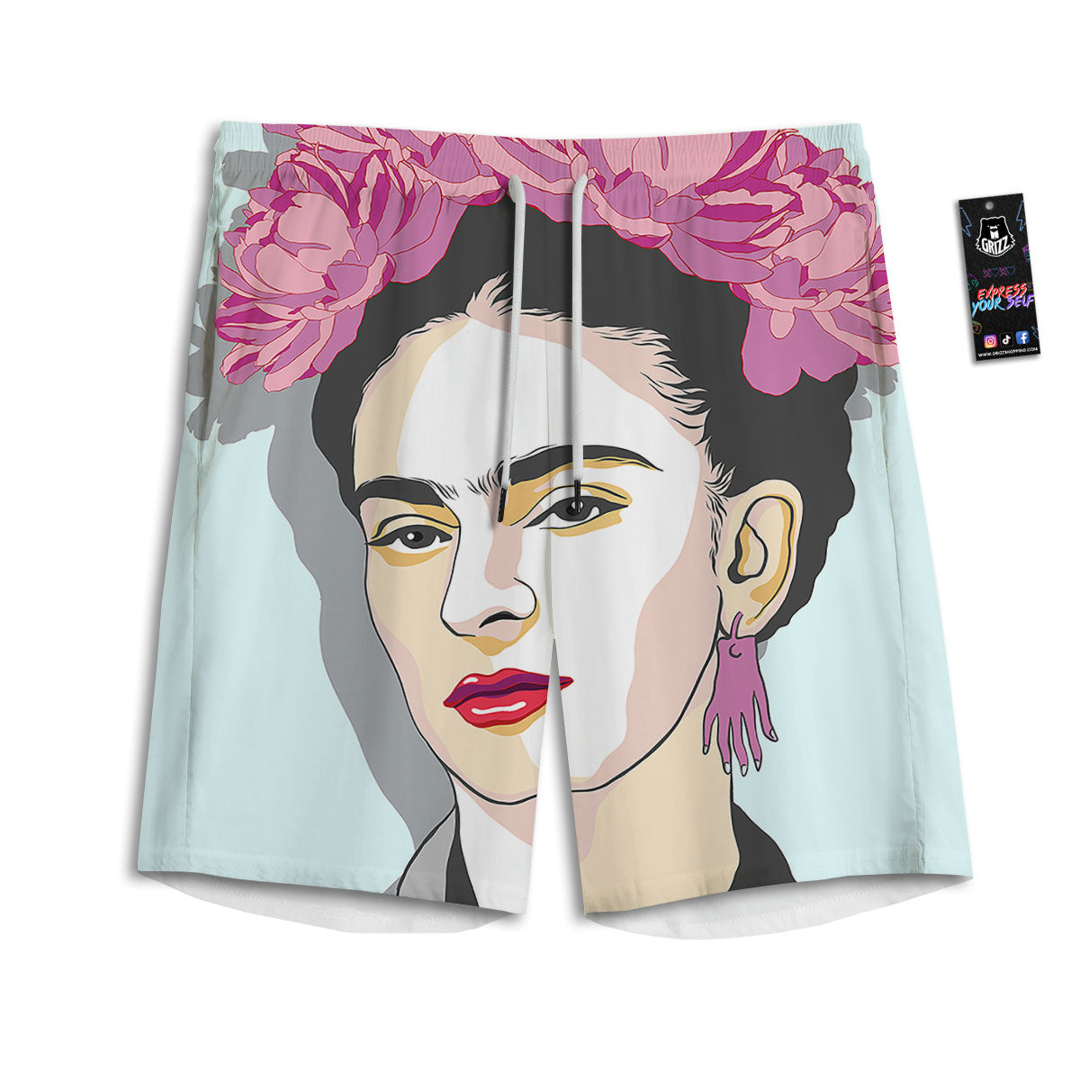 Carmen Frida Kahlo Magdalena Print Men's Athletic Shorts