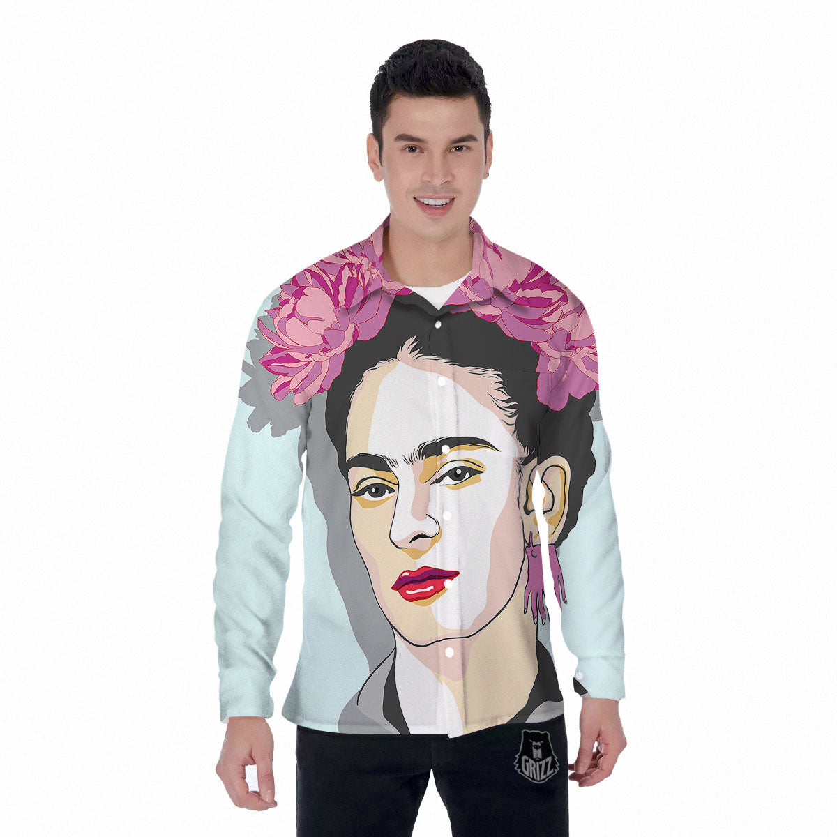 Carmen Frida Kahlo Magdalena Print Men's Long Sleeve Shirts-grizzshop