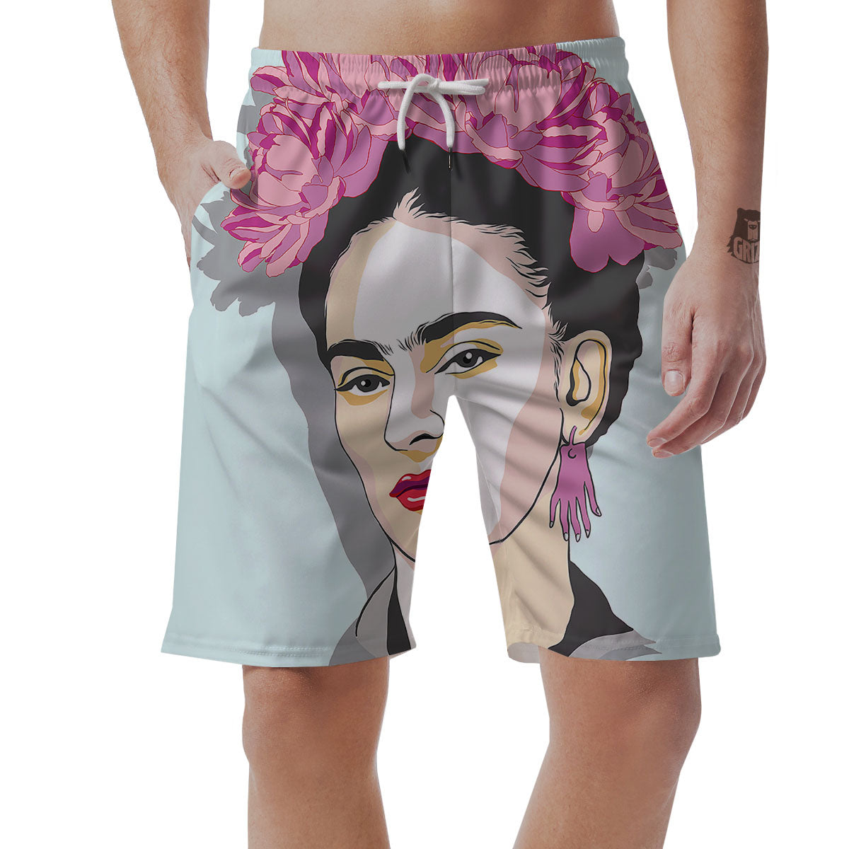 Carmen Frida Kahlo Magdalena Print Men's Shorts-grizzshop