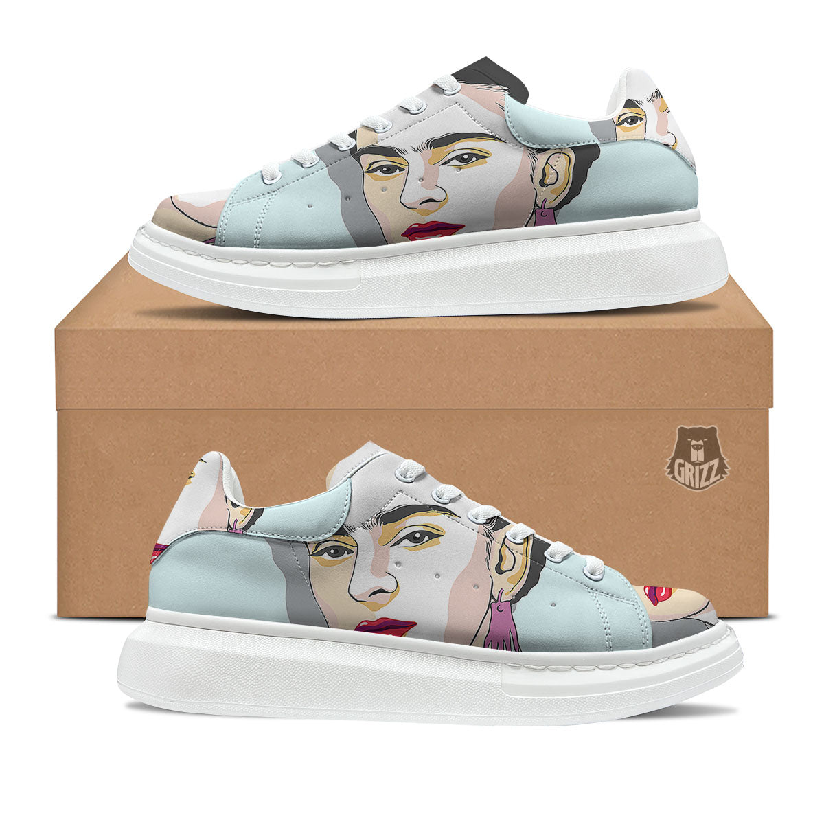 Carmen Frida Kahlo Magdalena Print Platform Shoes-grizzshop
