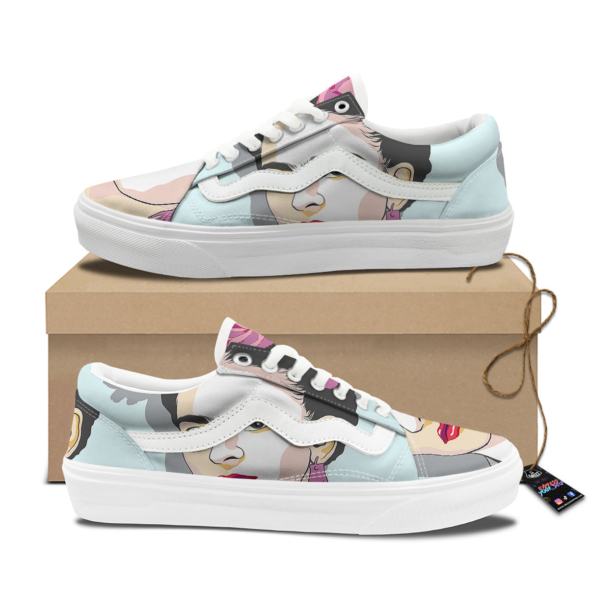 Carmen Frida Kahlo Magdalena Print Skate Shoes-grizzshop