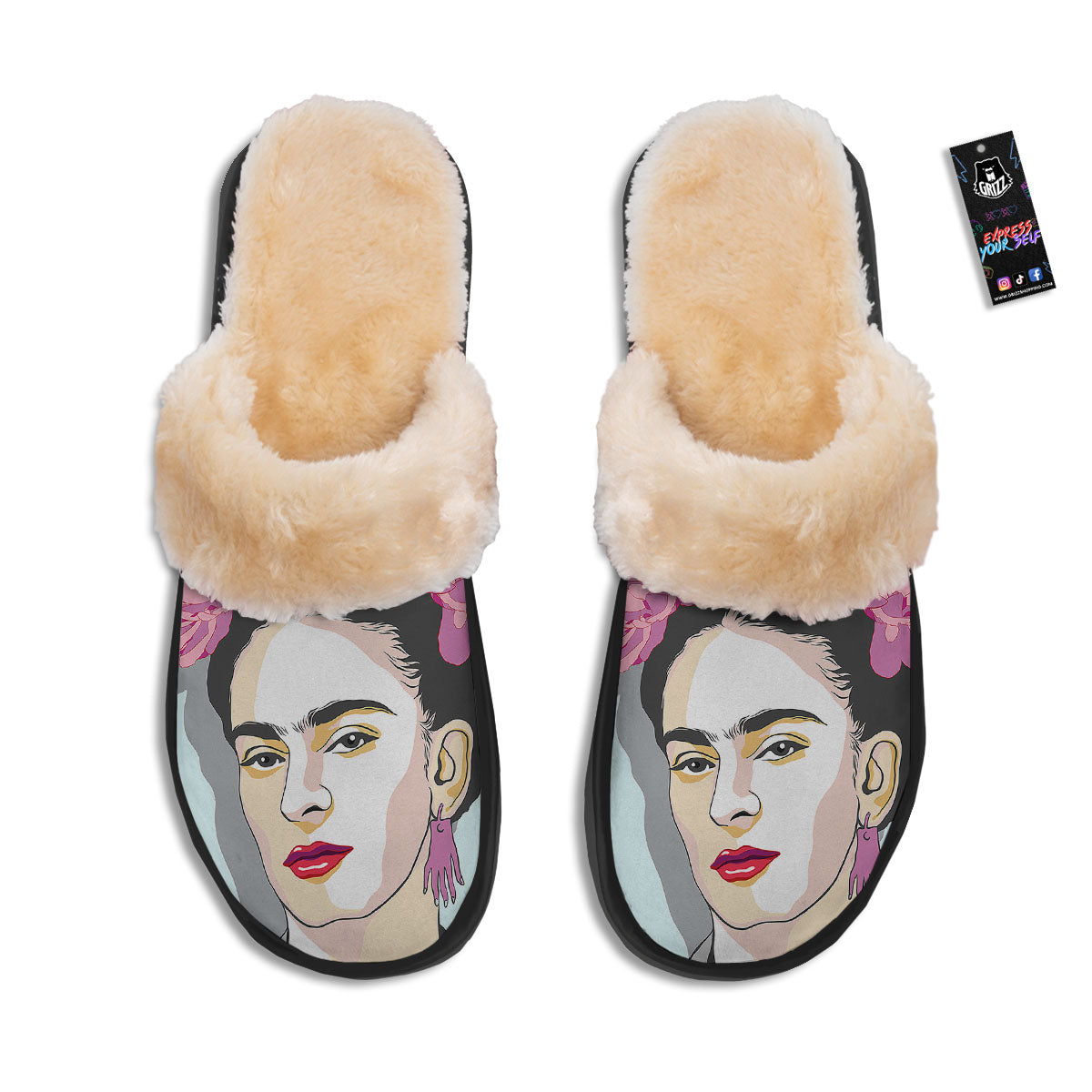 Carmen Frida Kahlo Magdalena Print Slippers-grizzshop