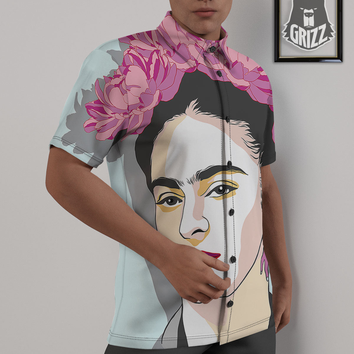 Carmen Frida Kahlo Magdalena Print Untucked Shirts-grizzshop