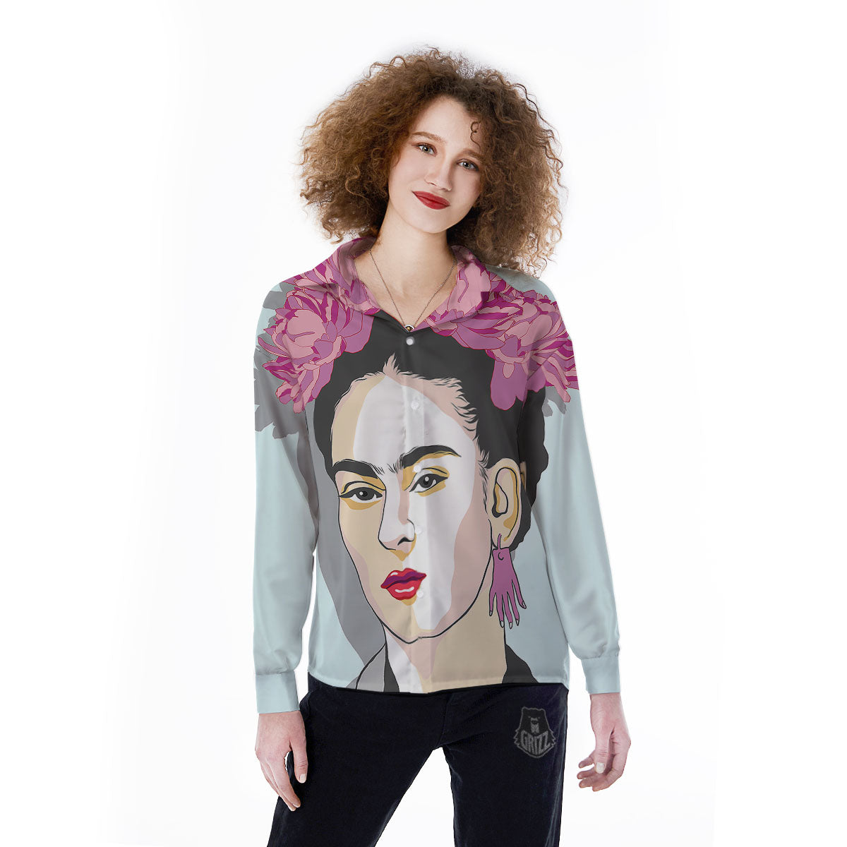 Carmen Frida Kahlo Magdalena Print Women's Long Sleeve Shirts-grizzshop