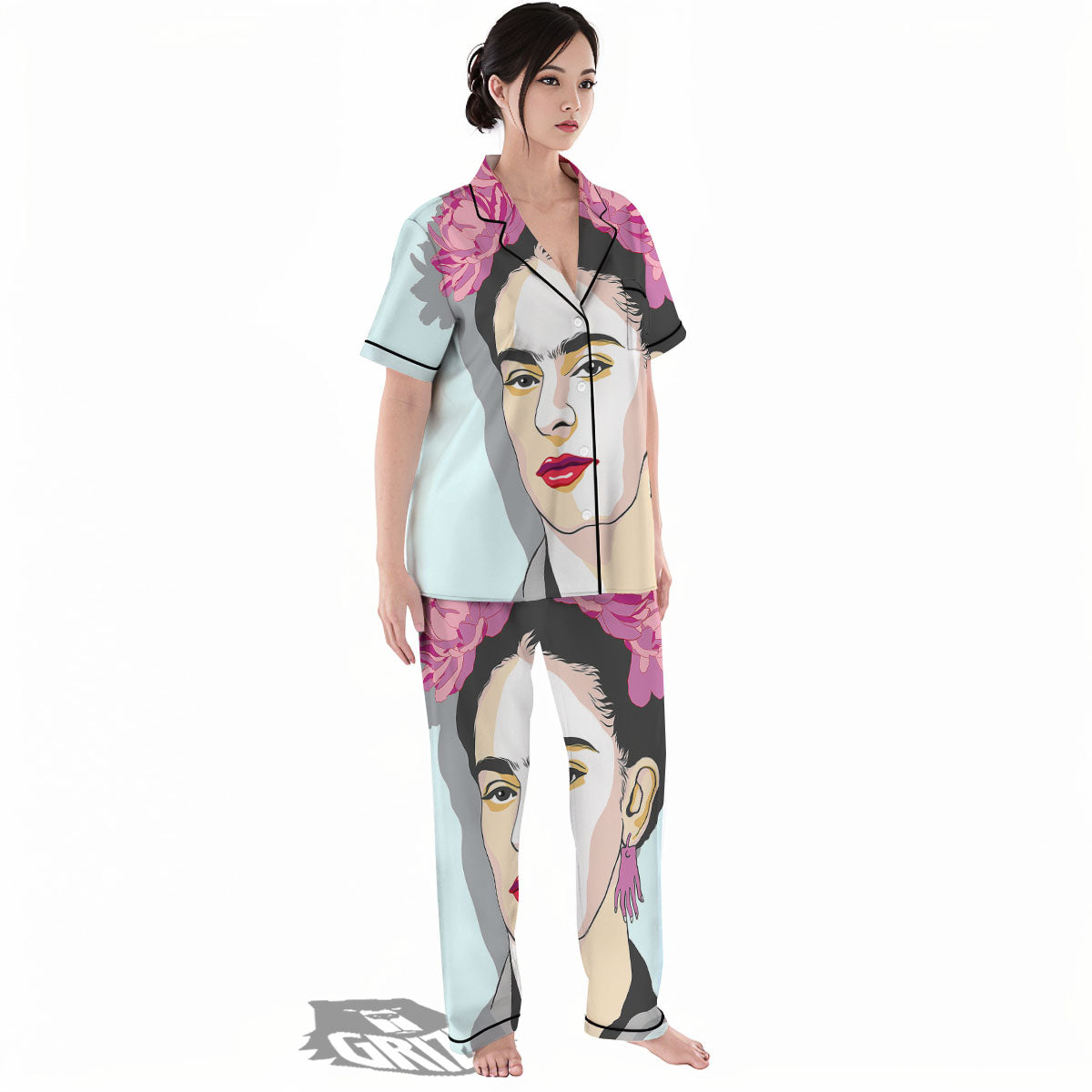 Carmen Frida Kahlo Magdalena Print Women's Pajamas Set-grizzshop