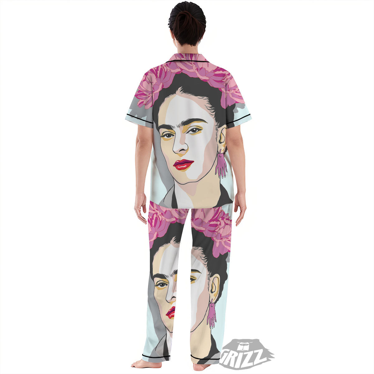 Carmen Frida Kahlo Magdalena Print Women's Pajamas Set-grizzshop