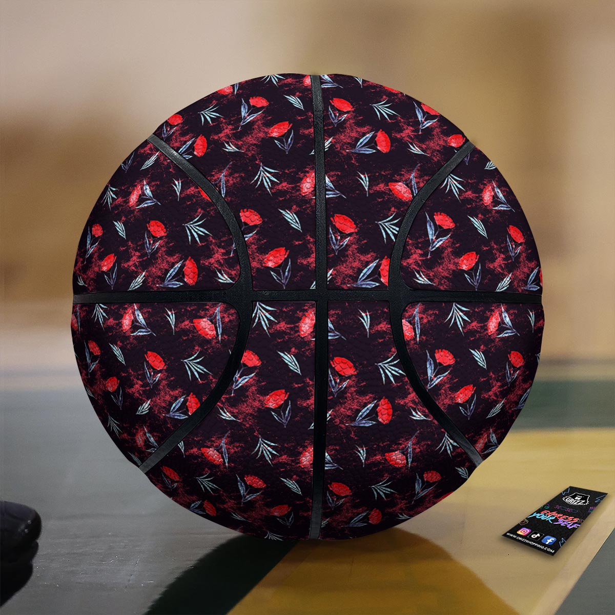 Carnation Black And Red Print Pattern Basketball-grizzshop