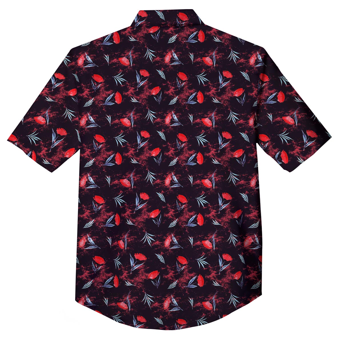 Carnation Black And Red Print Pattern Button Up Shirt-grizzshop