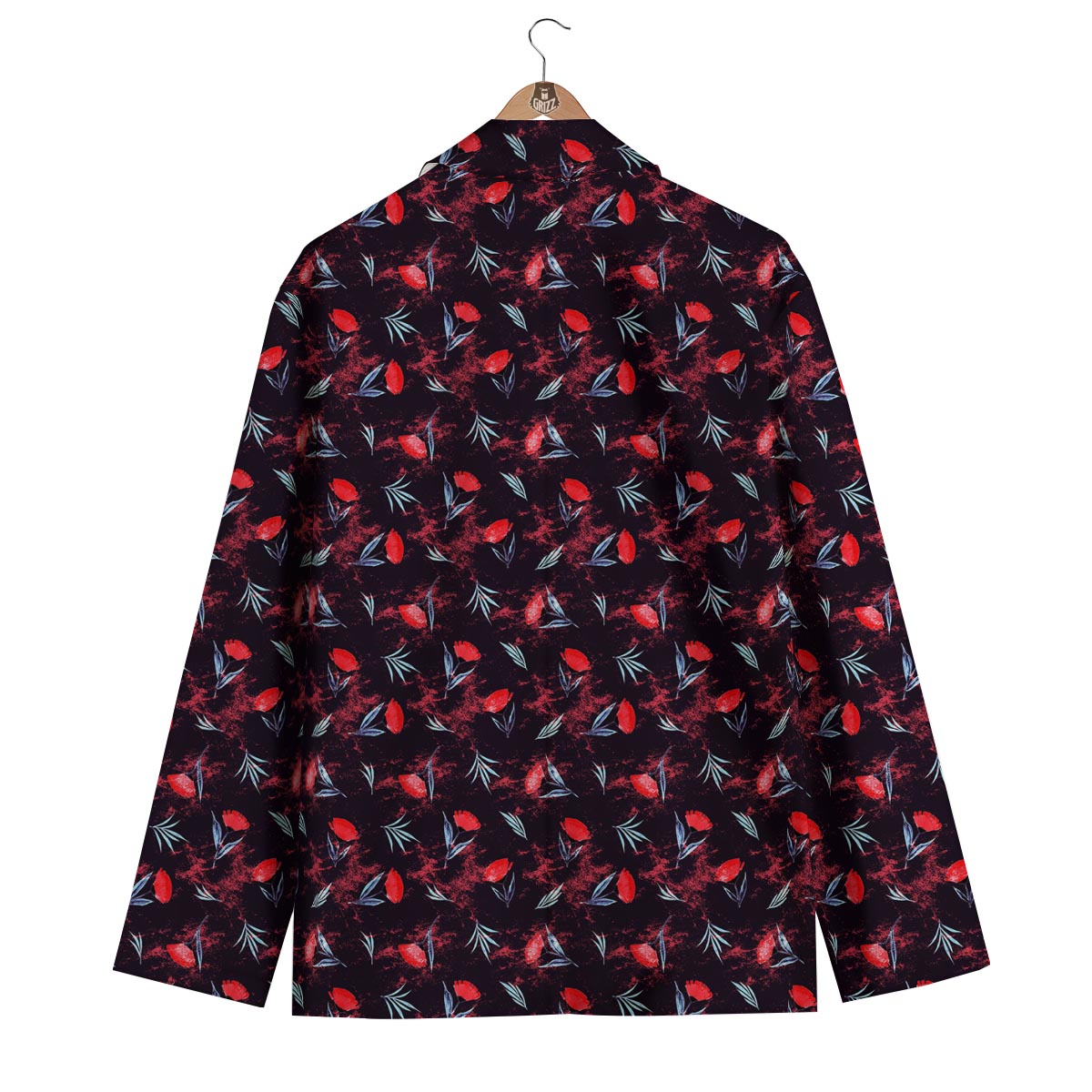 Carnation Black And Red Print Pattern Men's Blazer-grizzshop