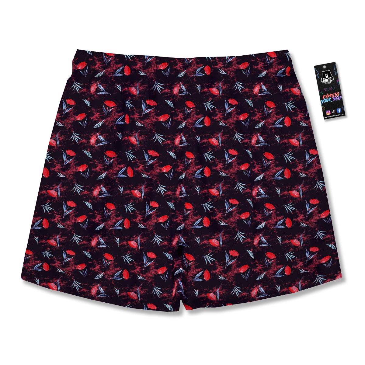 Carnation Black And Red Print Pattern Men's Running Shorts-grizzshop