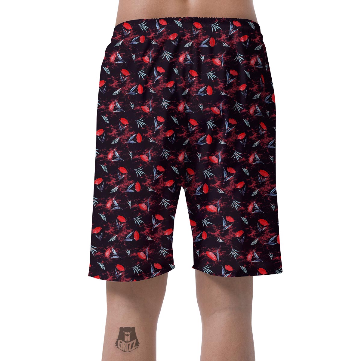 Carnation Black And Red Print Pattern Men's Shorts-grizzshop