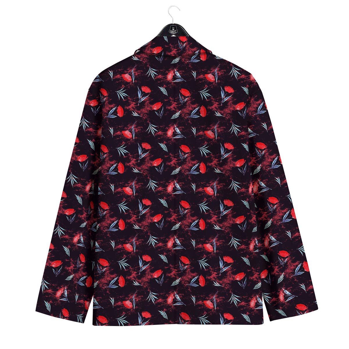 Carnation Black And Red Print Pattern Men's Sport Coat-grizzshop