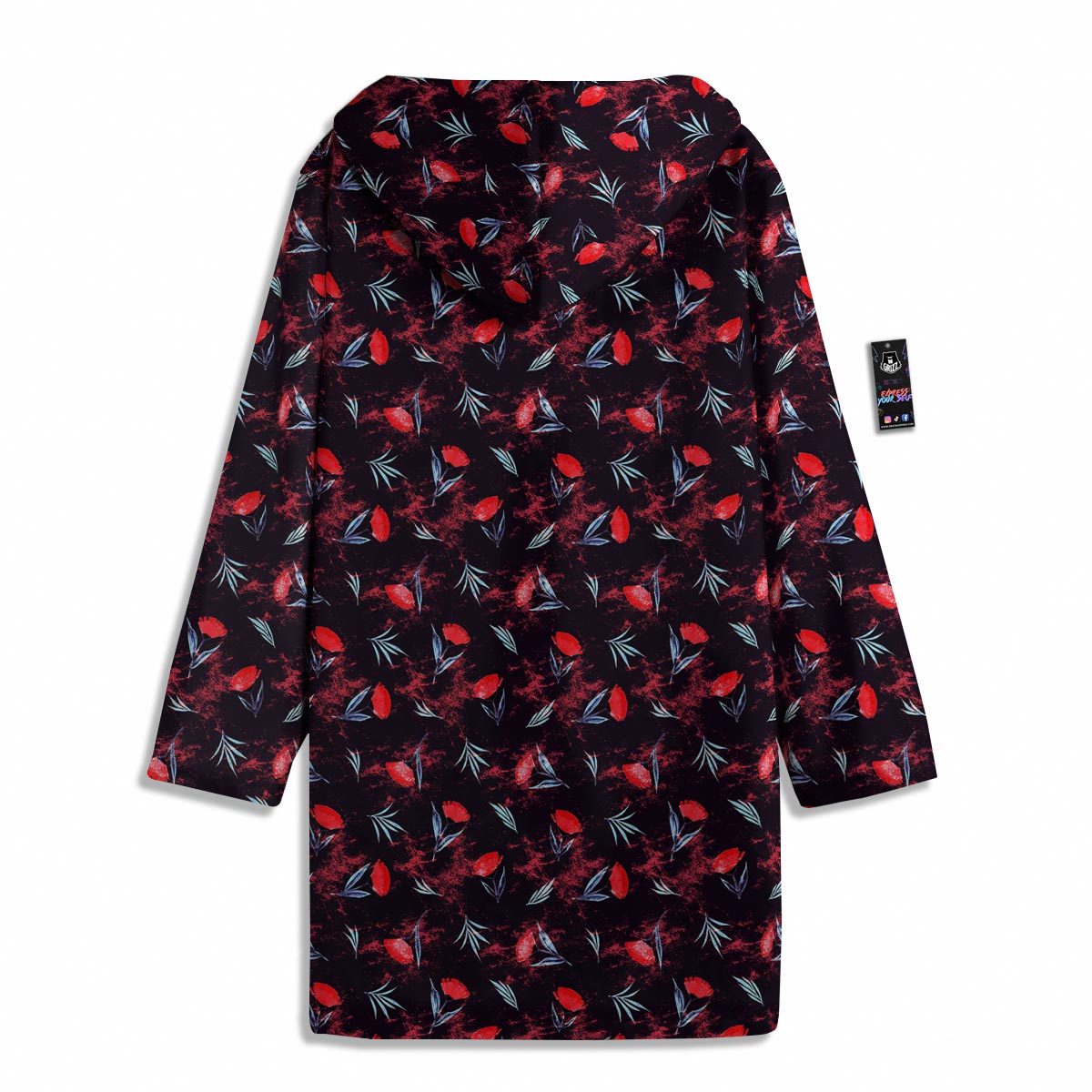 Carnation Black And Red Print Pattern Men's Windbreaker Jacket-grizzshop