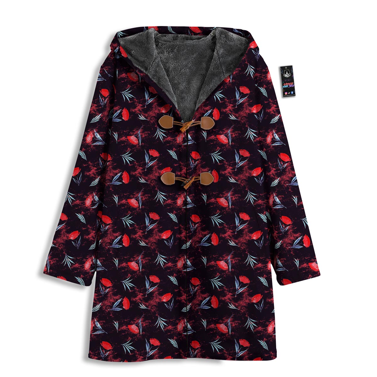 Carnation Black And Red Print Pattern Men's Windbreaker Jacket-grizzshop