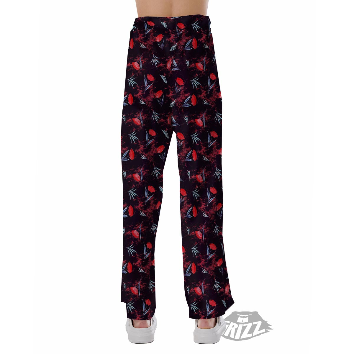 Carnation Black And Red Print Pattern Pajama Pants-grizzshop