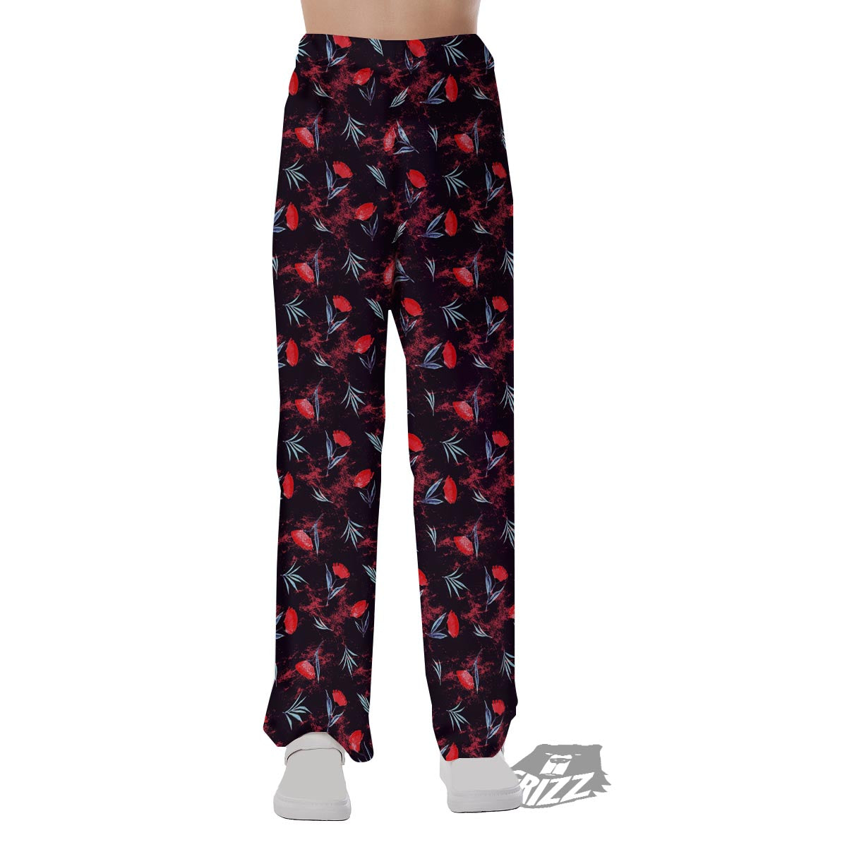 Carnation Black And Red Print Pattern Pajama Pants-grizzshop