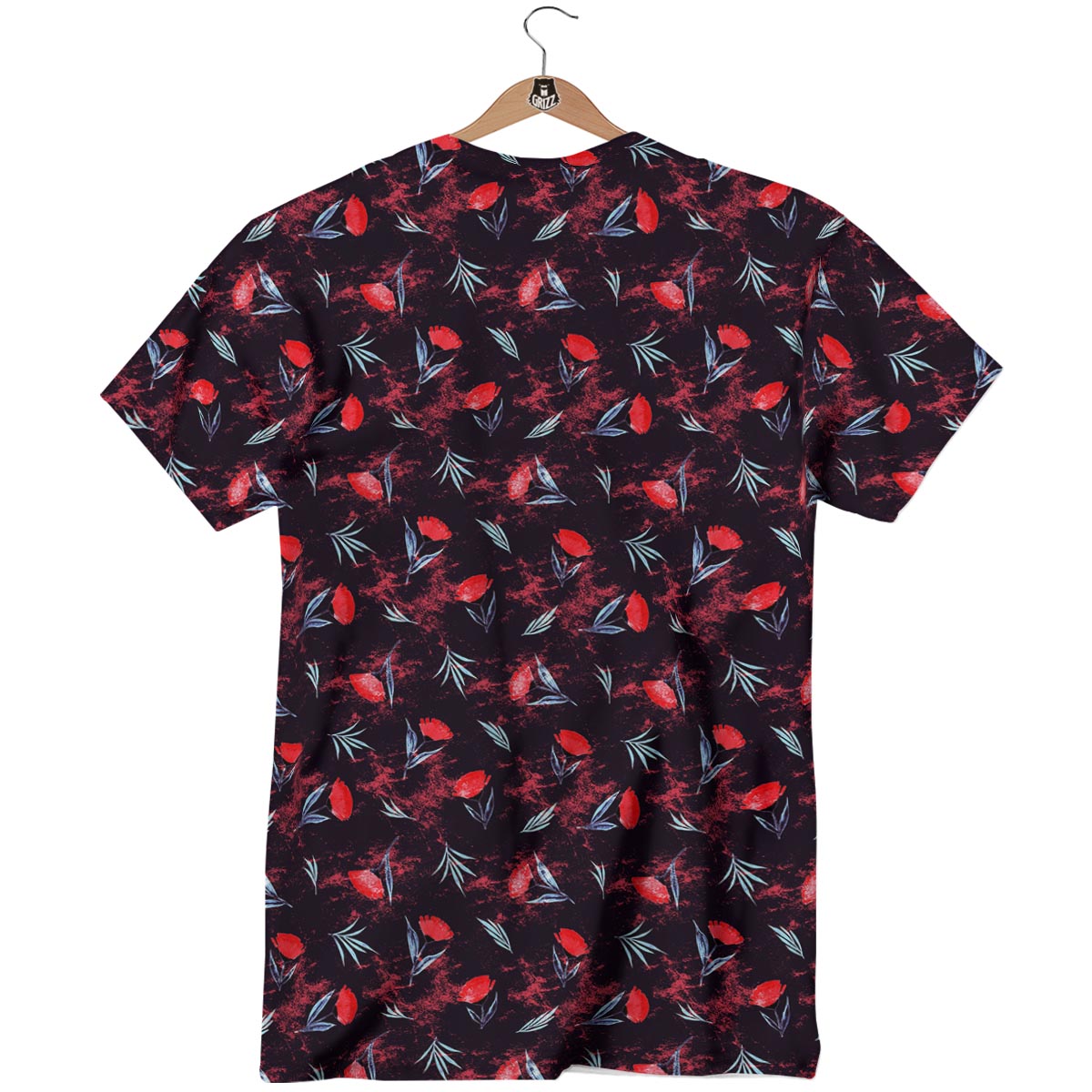 Carnation Black And Red Print Pattern T-Shirt-grizzshop