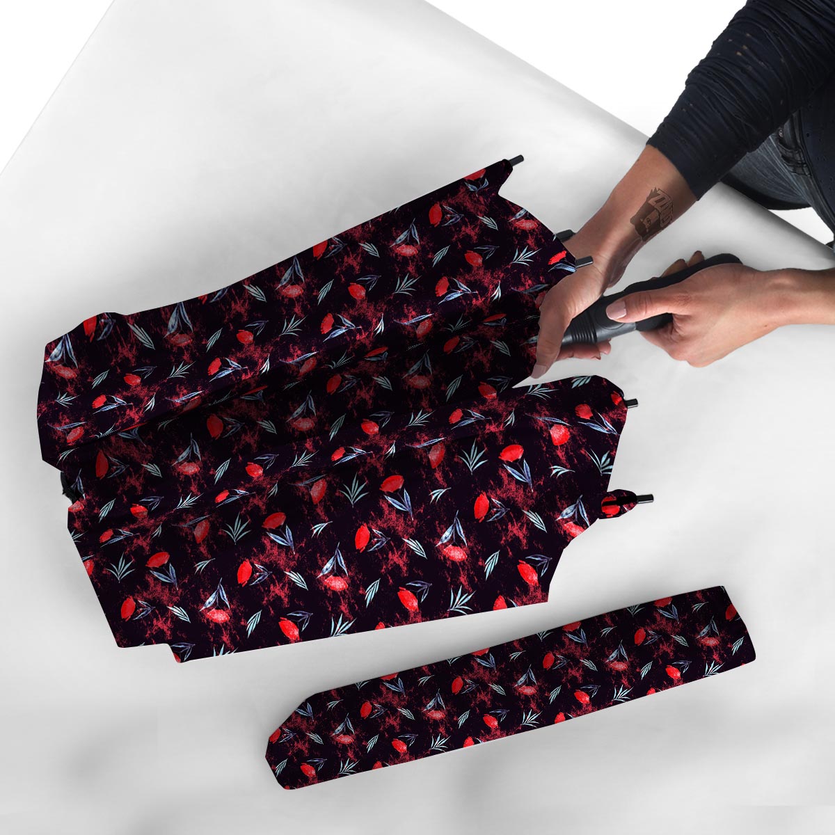 Carnation Black And Red Print Pattern Umbrella-grizzshop