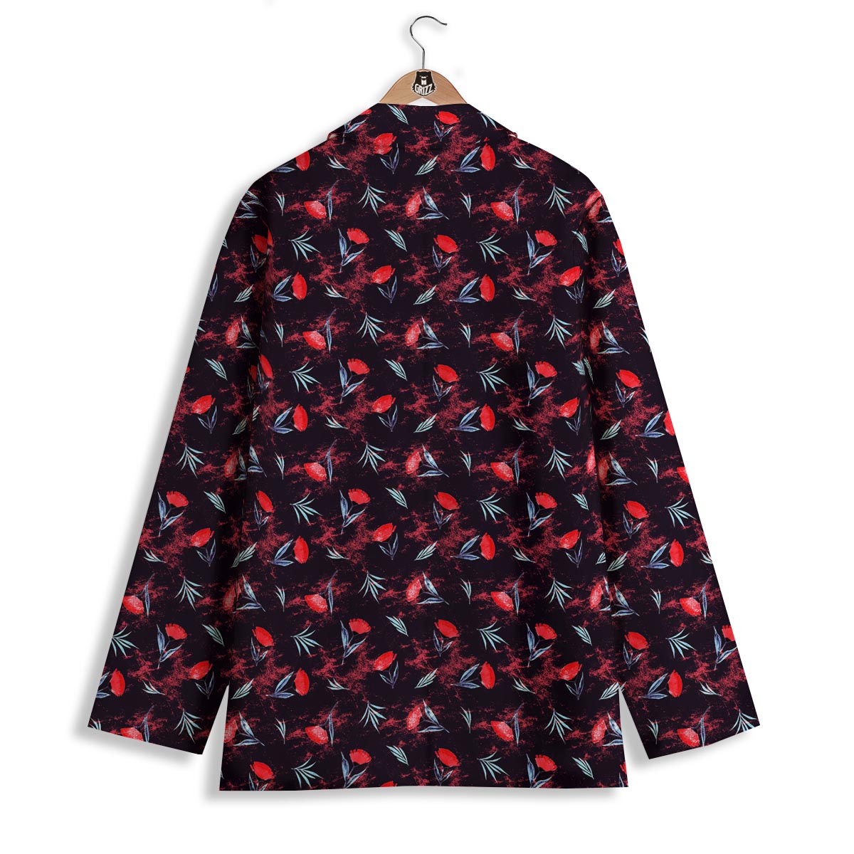 Carnation Black And Red Print Pattern Women's Blazer-grizzshop